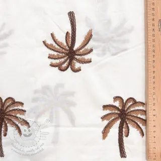 Bavlněná látka VOILE EMBROIDERY Palm brown