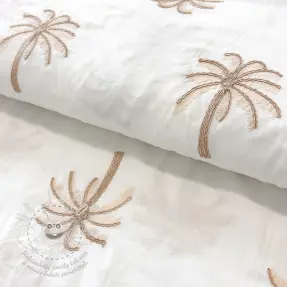Bavlněná látka VOILE EMBROIDERY Palm cream