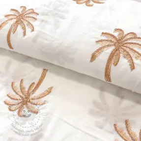 Bavlněná látka VOILE EMBROIDERY Palm naturals