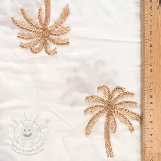 Bavlněná látka VOILE EMBROIDERY Palm naturals