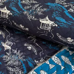 Bavlněná látka QUILT DOUBLE SIDED Square design B