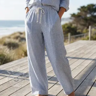 Len s bavlnou Stripe jeans