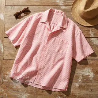 Len s bavlnou Stripe salmon
