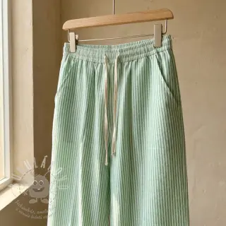 Len s bavlnou Stripe dark green