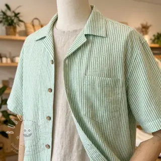 Len s bavlnou Stripe dark green