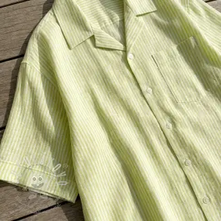Len s bavlnou Stripe lime