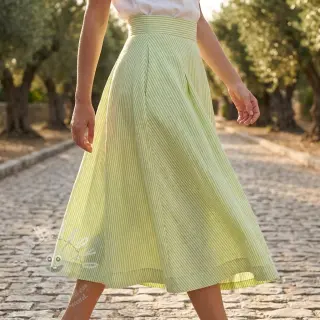 Len s bavlnou Stripe lime