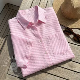 Len s bavlnou Stripe fuchsia
