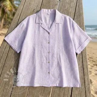 Len s bavlnou Stripe purple