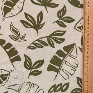 Dekorační látka Linenlook Leaves army green