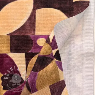 Dekorační látka SLUB Abstract flowie aubergine digital print