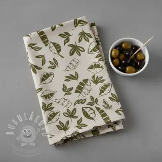 Dekorační látka Linenlook Leaves army green