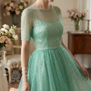 Tyl na TUTU DOTS mint