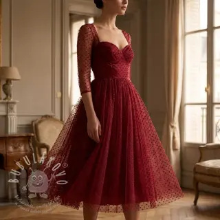 Tyl na TUTU DOTS bordeaux