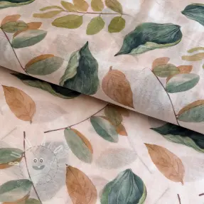 Lyocell s lnem a hedvábím Retro Flowers design A