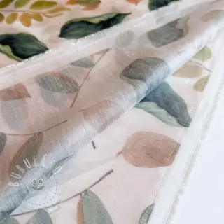 Lyocell s lnem a hedvábím Retro Flowers design A