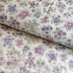 Lyocell s lnem a hedvábím Retro Flowers design C