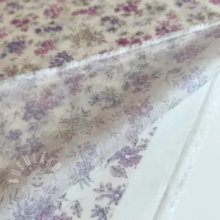 Lyocell s lnem a hedvábím Retro Flowers design C
