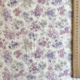 Lyocell s lnem a hedvábím Retro Flowers design C