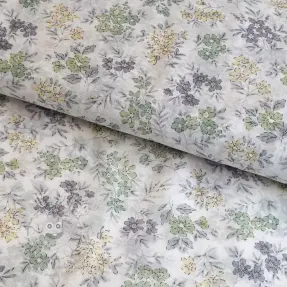 Lyocell s lnem a hedvábím Retro Flowers design D