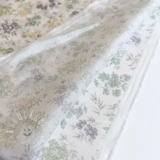 Lyocell s lnem a hedvábím Retro Flowers design D