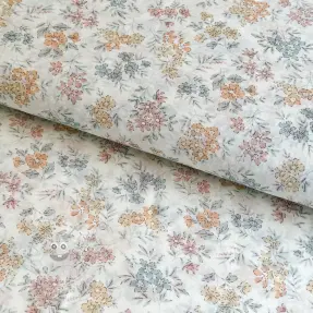 Lyocell s lnem a hedvábím Retro Flowers design E