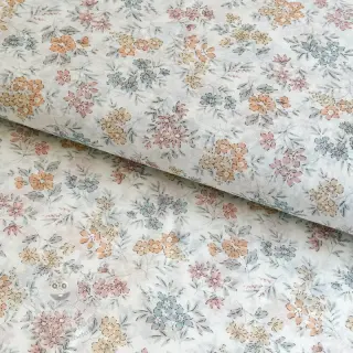 Lyocell s lnem a hedvábím Retro Flowers design E