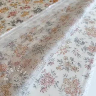 Lyocell s lnem a hedvábím Retro Flowers design E