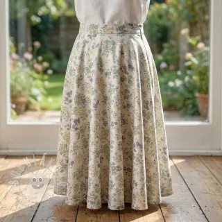 Lyocell s lnem a hedvábím Retro Flowers design D