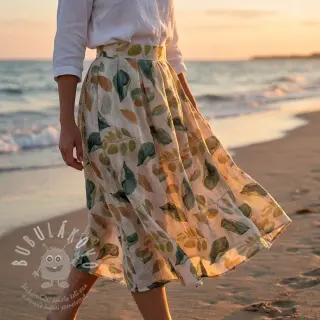Lyocell s lnem a hedvábím Retro Flowers design A