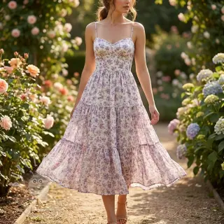 Lyocell s lnem a hedvábím Retro Flowers design C
