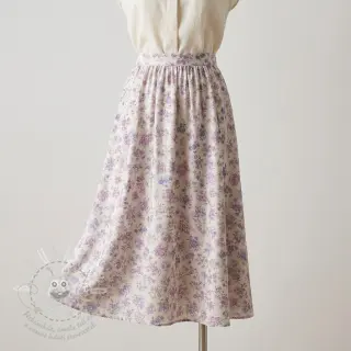 Lyocell s lnem a hedvábím Retro Flowers design C