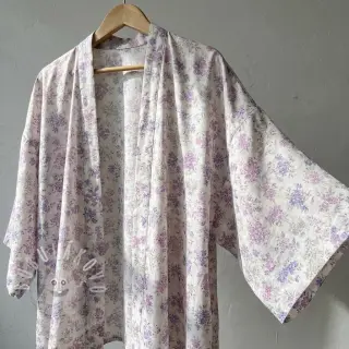 Lyocell s lnem a hedvábím Retro Flowers design C