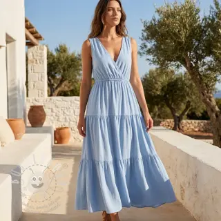 Viskóza se lnem BUBBLY light old blue