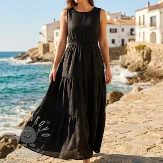 Viskóza se lnem BUBBLY black