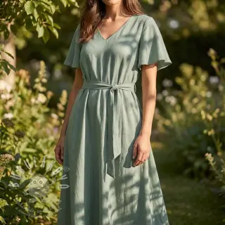 Viskóza se lnem WASHED old green
