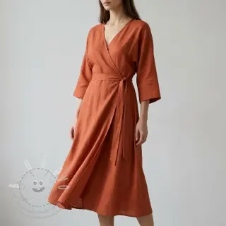 Viskóza se lnem WASHED terracotta