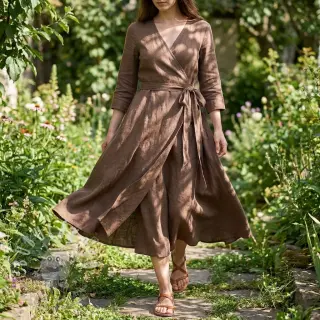 Viskóza se lnem WASHED light brown