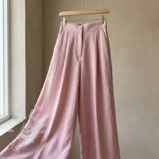 Viskóza se lnem WASHED old rose