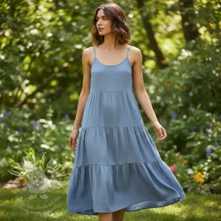 Viskóza se lnem WASHED blue