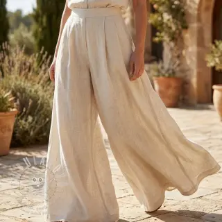 Viskóza se lnem WASHED light beige