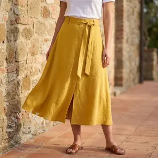 Viskóza se lnem WASHED ochre