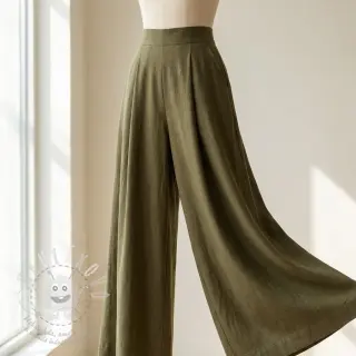 Viskóza se lnem WASHED olive