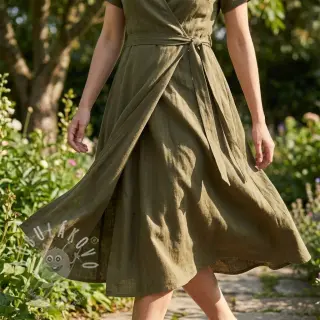 Viskóza se lnem WASHED olive