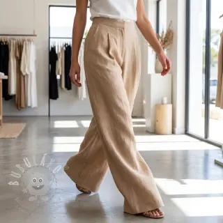 Viskóza se lnem WASHED beige