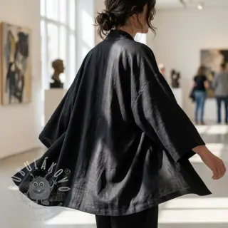 Viskóza se lnem WASHED black