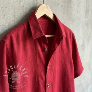 Viskóza se lnem WASHED dark red