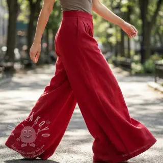 Viskóza se lnem WASHED dark red