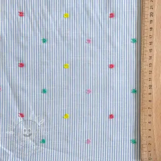 Bavlněná látka DOBBY Stripe and dotty blue