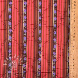 Bavlněná látka VOILE STEPPED Paisley flowers brown digital print